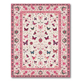 Butterfly Floral Pink Vintage Area Rug