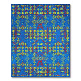 Blue Multi-Color Geometric Tribal Area Rug