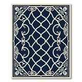 Ornate Navy Trellis Lattice Area Rug
