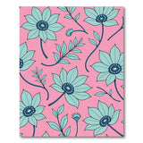 Teal Daisy Florals on Hot Pink Area Rug