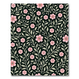 Pink Floral on Black Area Rug
