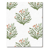 Vintage Orange Flower Green Leaf Area Rug