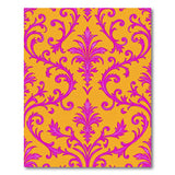 Vibrant Orange Pink Damask Floral Area Rug