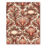 Ornate Orange Shell Leaf Baroque Rug