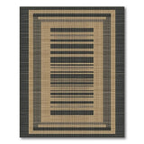 Geometric Modern Beige Black Striped Woven Area Rug