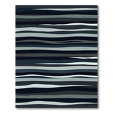 Modern Wavy Black White Stripe Area Rug