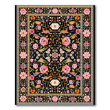 Vibrant Traditional Persian Floral Rug on Black