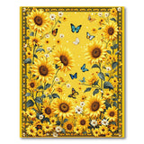 Yellow Sunflower Meadow Rug with Butterflies