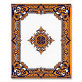 Ornate Orange Navy Medallion Area Rug