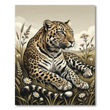 Majestic Leopard in Wildflower Meadow Rug