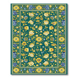 Teal Gold Floral Persian Area Rug