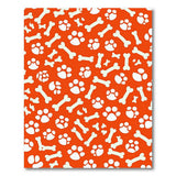 Playful Orange Dog Bones Paw Prints Area Rug