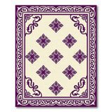 Purple Ornate Floral Border Rug