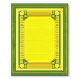 Vibrant Yellow Persian Rug with Green Geometric Border