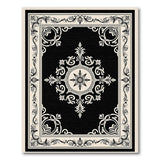 Floral Vintage Ornate Black White Medallion Area Rug