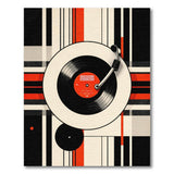 Vinyl Record Player Geometric Area Rug