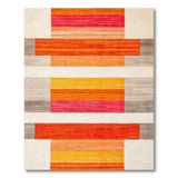 Vibrant Geometric Striped Area Rug in Orange Red Pink