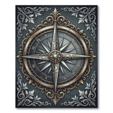 Distressed Vintage Ornate Distressed Compass Rose Area Rug