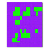 Purple Rug with Bold Green Geometric Blocks