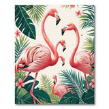 Pink Flamingos Tropical Foliage Area Rug