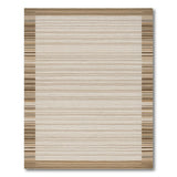 Beige Striped Woven Area Rug with Tan Border