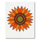 Bold Orange Sunflower Mandala Area Rug