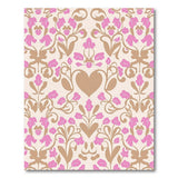 Pink Floral Vintage Rug with Heart Motif