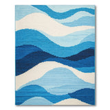 Blue and Teal Layered Blue Waves Geometric Area Rug