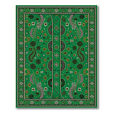 Vibrant Green Heritage Tribal Dot Rug