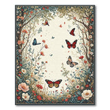 Whimsical Butterfly Garden Floral Rug