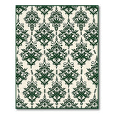 Green Elegant Green Damask Floral Area Rug