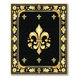 ODIKA Washable Gold Fleur-de-lis Black Ornate Baroque Area Rug