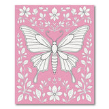 Vintage Pink Butterfly Floral Area Rug