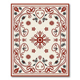 Red Floral Vintage Border Area Rug