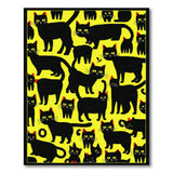 Whimsical Black Cats Yellow Area Rug