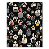 Multi-Color Paw Print Area Rug on Black
