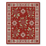 Red Rose Poinsettia Floral Area Rug