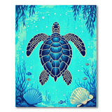 Teal Sea Turtle Ocean Coastal Area Rug