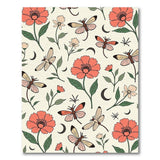 Whimsical Red Poppy Dragonfly Moon Rug