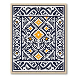 Navy Gold Geometric Star Pattern Area Rug
