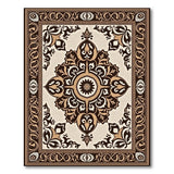 Beige and Neutral Beige Traditional Persian Medallion Area Rug