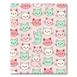 Kawaii Cartoon Cats Pink Pattern Area Rug