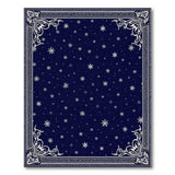 Navy Snowflake Area Rug with Ornate Floral Borders