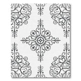 Ornate Black White Floral Swirl Area Rug