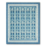 Blue and Teal Blue Abstract Geometric Area Rug
