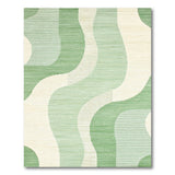Abstract Green Wave Geometric Area Rug