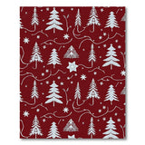 Festive Crimson Christmas Trees Snowflakes Area Rug