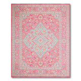 Vibrant Pink Teal Persian Medallion Area Rug