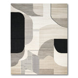Bold Geometric Abstract Area Rug Black White