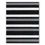 Bold Black White Grey Striped Area Rug